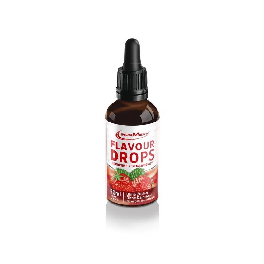 Ironmaxx Flavour Drops - aromat bez kalorii 50ml, Smak: Truskawka