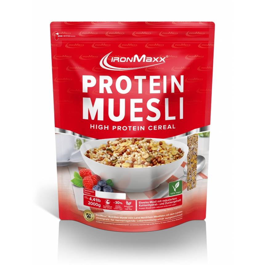 Ironmaxx Protein Musli muesli 2000 g, Smak: Biaa czekolada - Wanilia