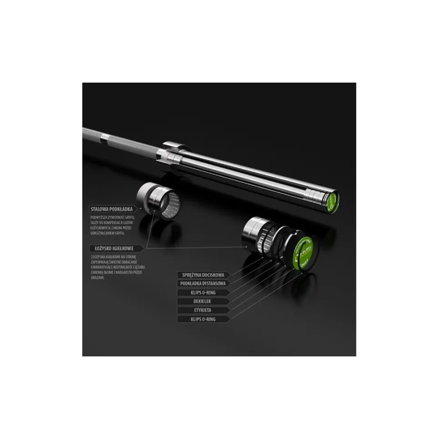 GRYF OLIMPIJSKI 20KG 2200MM HMS PREMIUM + ZACISKI LOCK