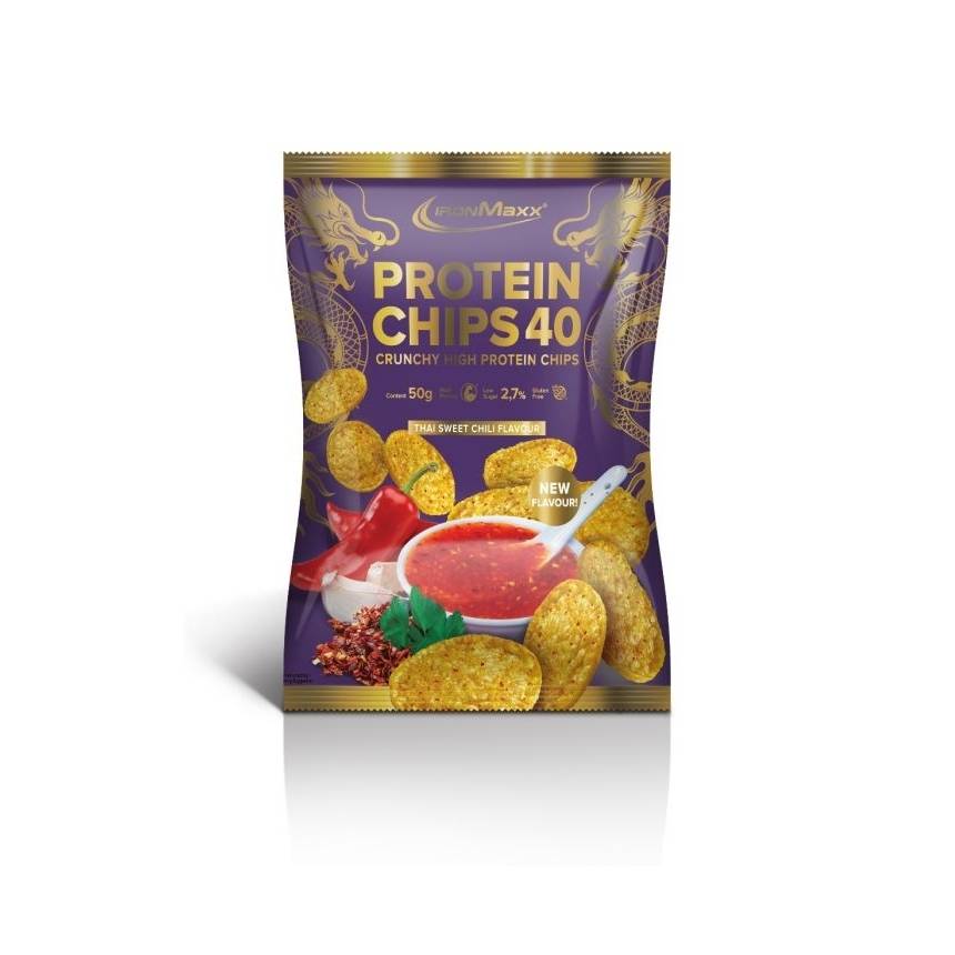IronMaxx Protein Chips 50g, Smak: Tajskie sodkie chili