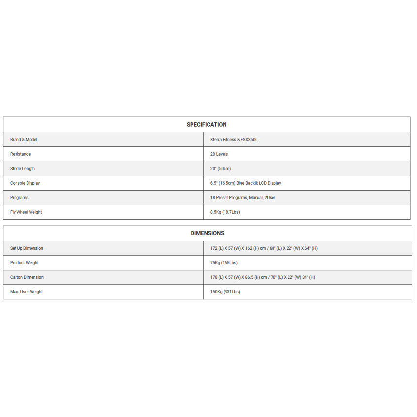 Xterra Fitness Orbitrek, Elipsa FSX3500