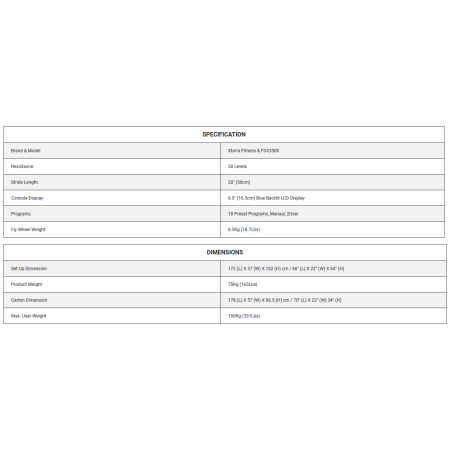 Xterra Fitness Orbitrek, Elipsa FSX3500