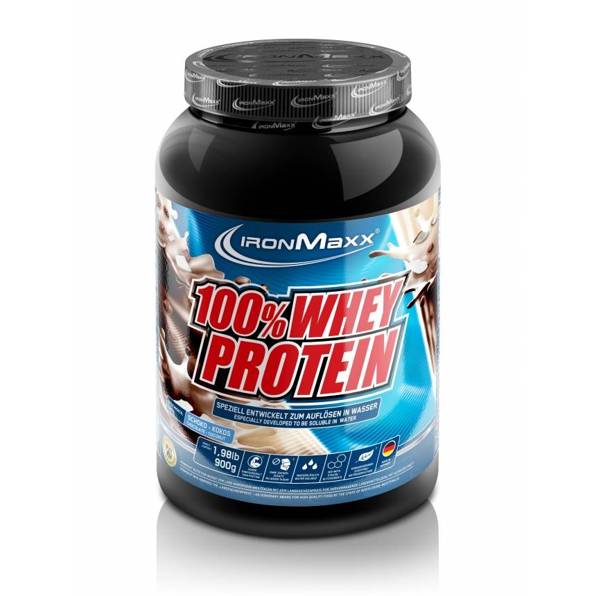 Ironmaxx 100% Whey Protein 900g - odywka biakowa, Smak: Czekolada - kokos