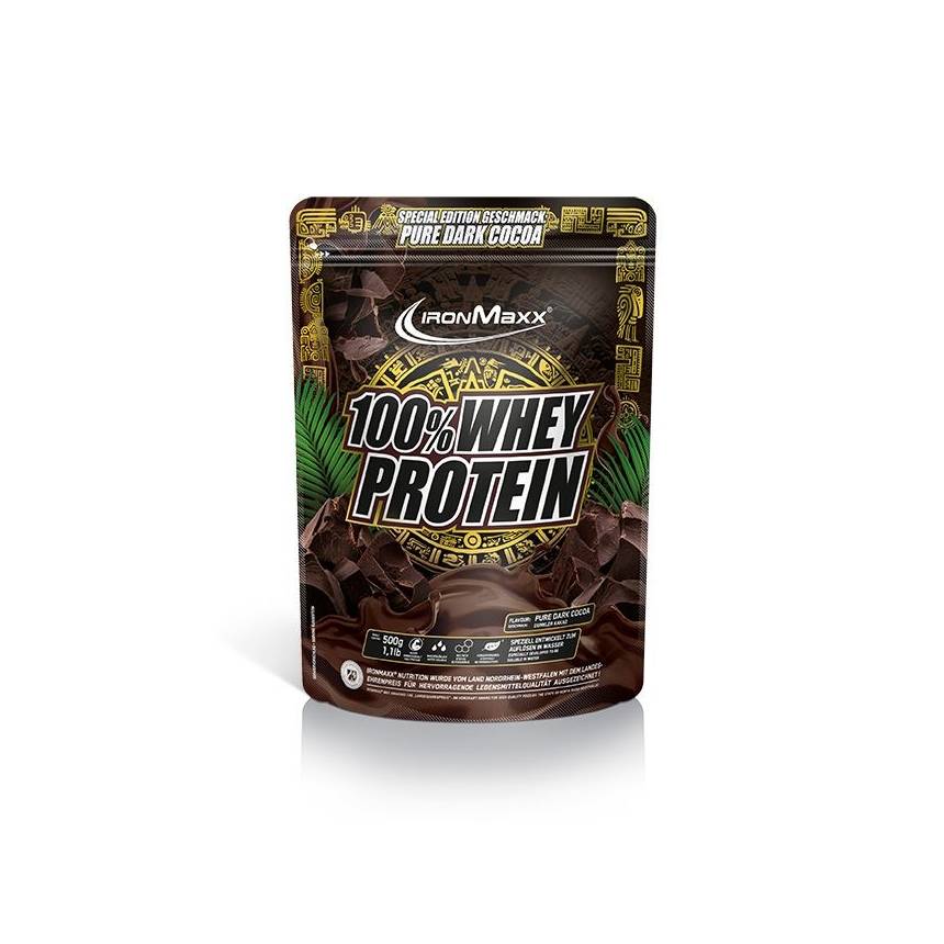 Ironmaxx 100% Whey Protein biako 500g - Edycja specjalna, Smak: Ciemna czekolada