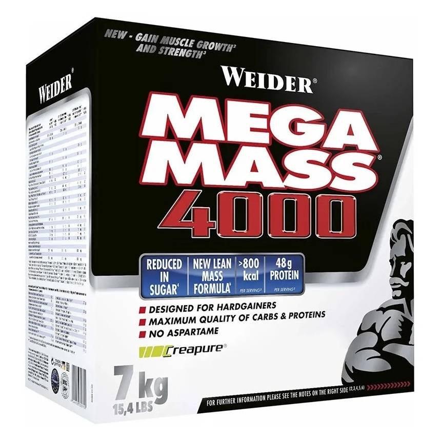 WEIDER Mega Mass 4000- Gainer 7000 g, Smak: Wanilia